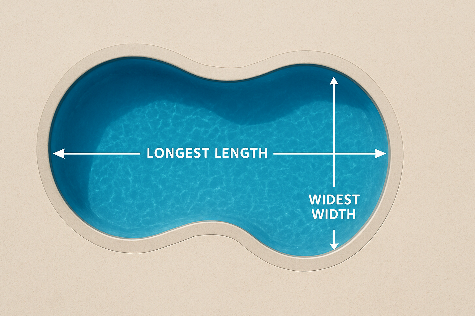 Kidney shaped pool measuring diagram