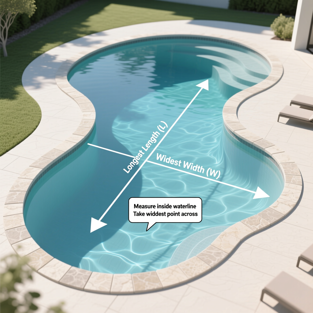 Roman style pool measuring diagram